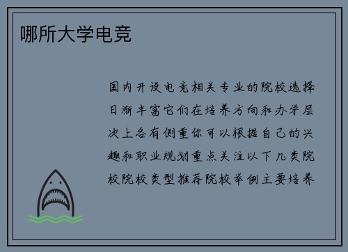哪所大学电竞